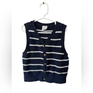 abercrombie kids Kids' Navy Striped Cotton Blend Sweater Vest, Size 9/10